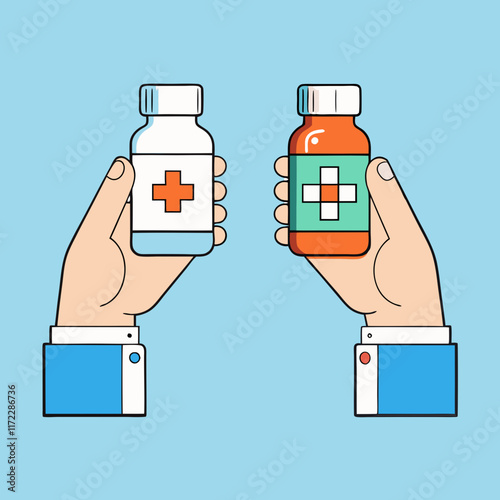 Pharmaceutical Concept Illustration | Right vs Wrong Medicine Choice
