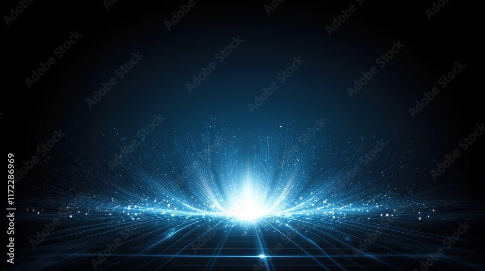 Obraz premium Bright Blue Light Burst with Sparkles and Radiant Background