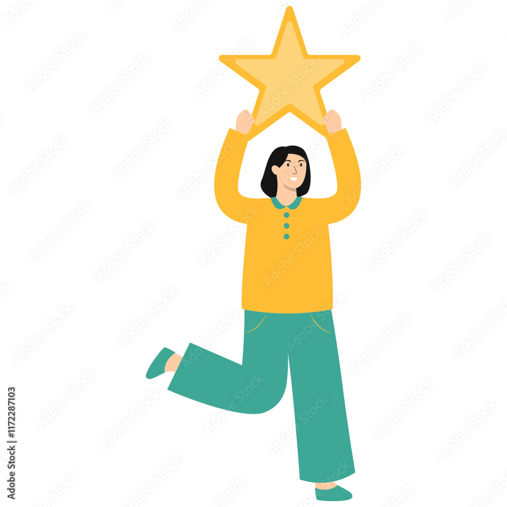 Illustration of People Giving Star. Review and Evaluation for Seller. Vector Cartoon Character. Illustration of People Giving Star. Review and Evaluation for Seller. Vector Cartoon Character.