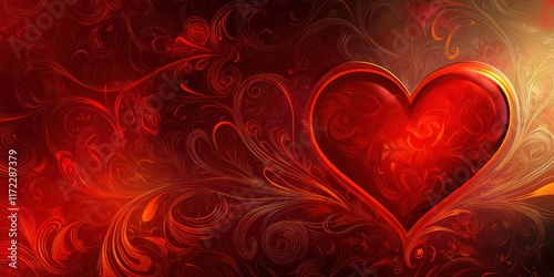 Abstract valentines vector background with swirls and glowing effects.