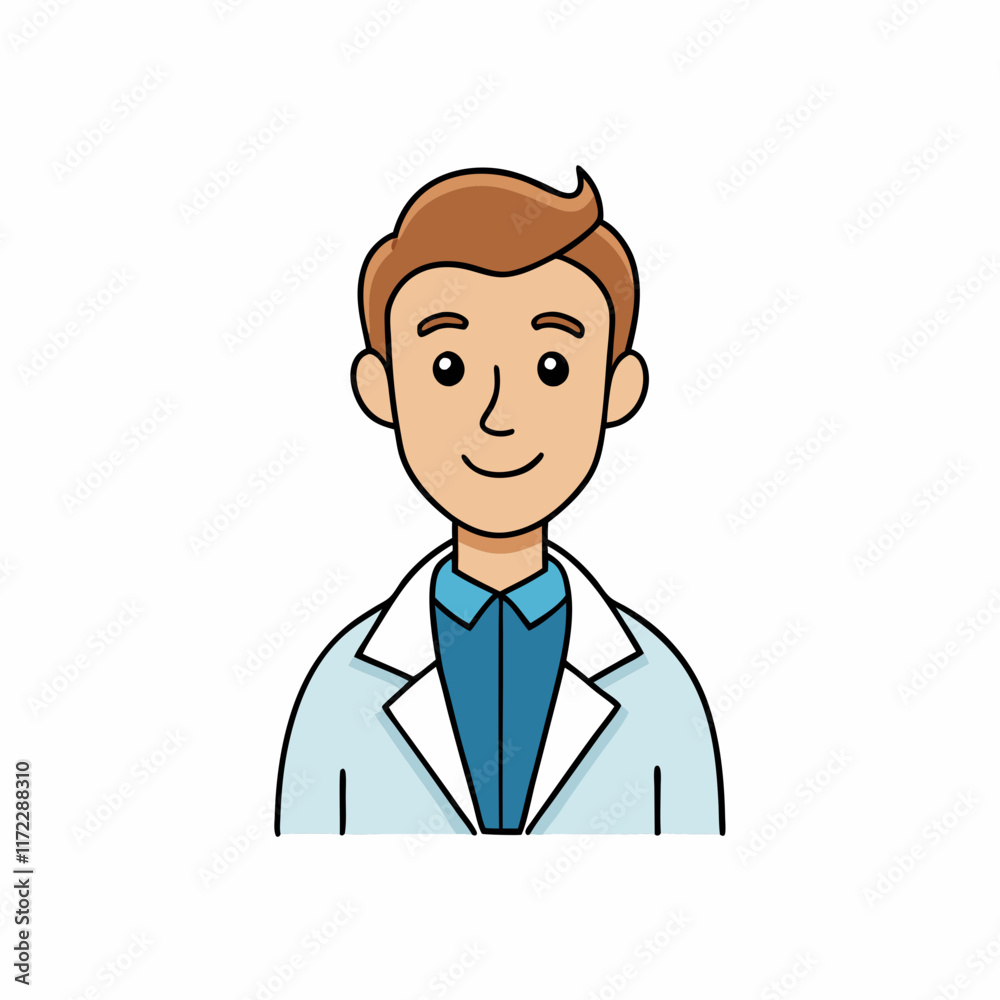 Professional Doctor Cartoon Illustration with Stethoscope Professional Doctor Cartoon Illustration with Stethoscope