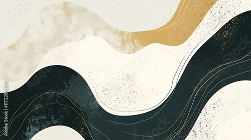 Wallpaper Mural Abstract Wave Design In Neutral Tones With Gold Accents Torontodigital.ca