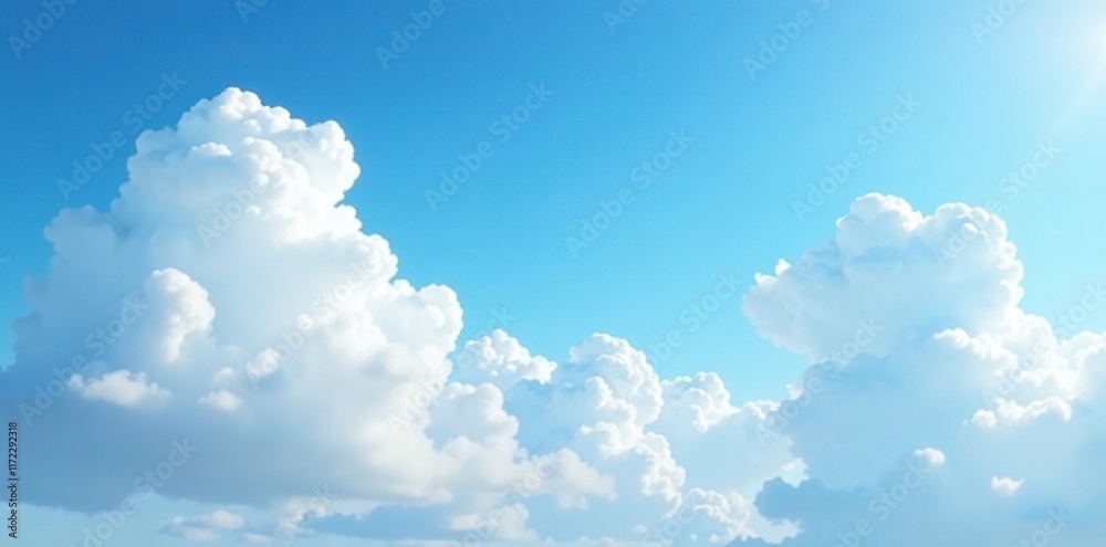 Soft white clouds float gently across a bright blue sky, atmosphere, serene Soft white clouds float gently across a bright blue sky, atmosphere, serene
