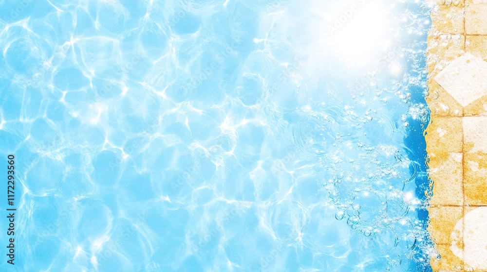 Obraz premium Crystal Clear Pool Water with Sunlight Reflections and Tiles