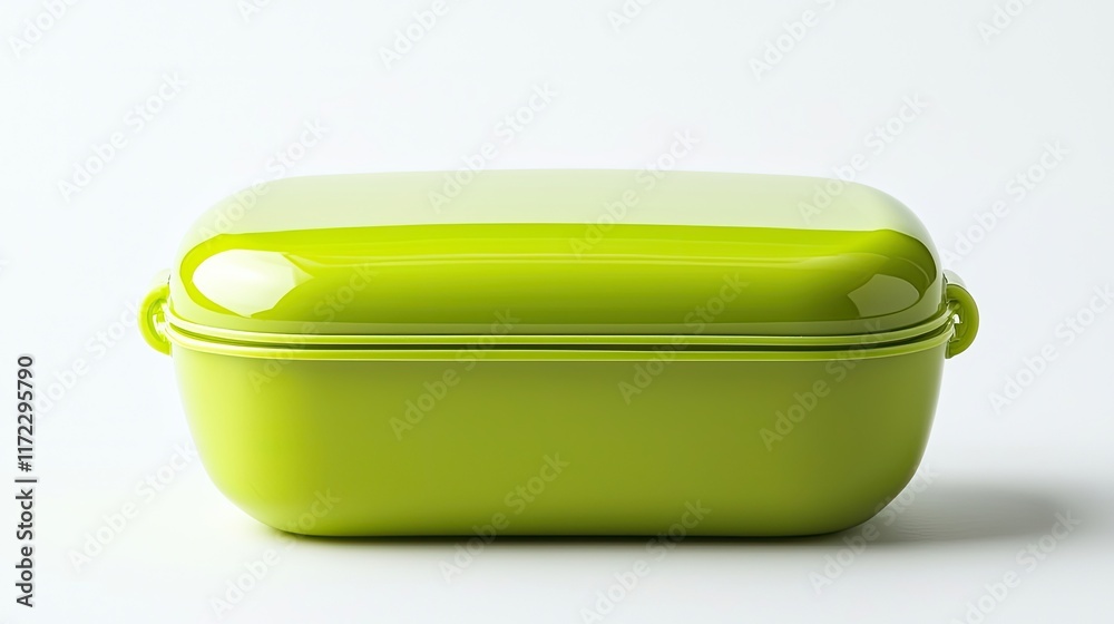 A glossy green container with a lid, suitable for food storage or serving. A glossy green container with a lid, suitable for food storage or serving.