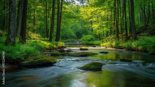 the beauty of the river in the middle of the forest