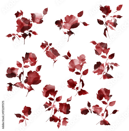 I drew flowers with a bleeding watercolor technique,