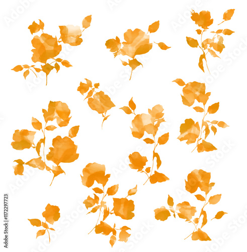 I drew flowers with a bleeding watercolor technique,