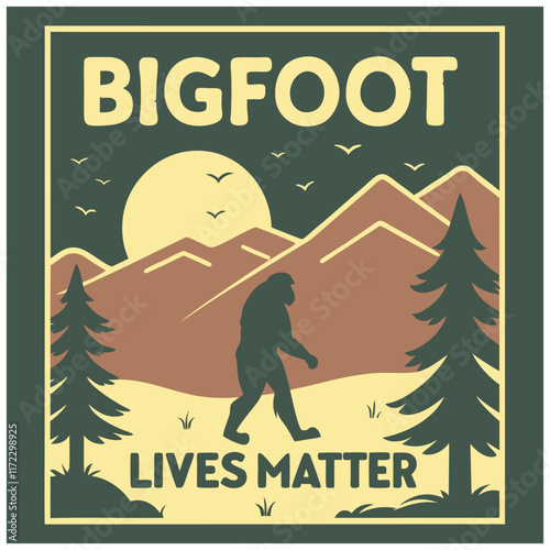 Bigfoot in Wilderness T-Shirt Design photo