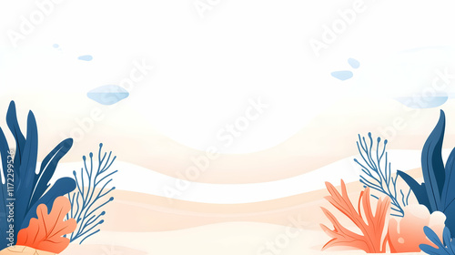 Fototapeta Naklejka Na Ścianę i Meble -  Underwater coral reef scene, ocean background, pastel colors,  website banner design.