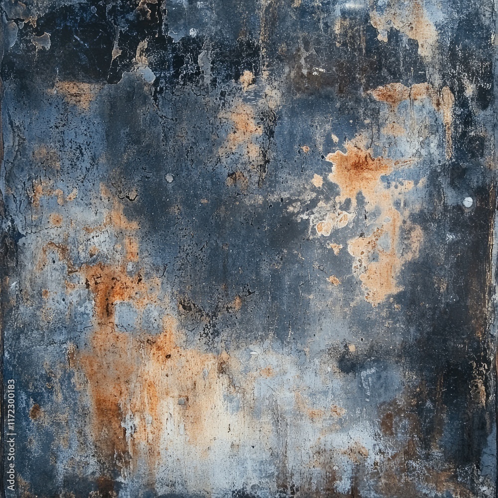A painting of a wall with a blue and orange background A painting of a wall with a blue and orange background