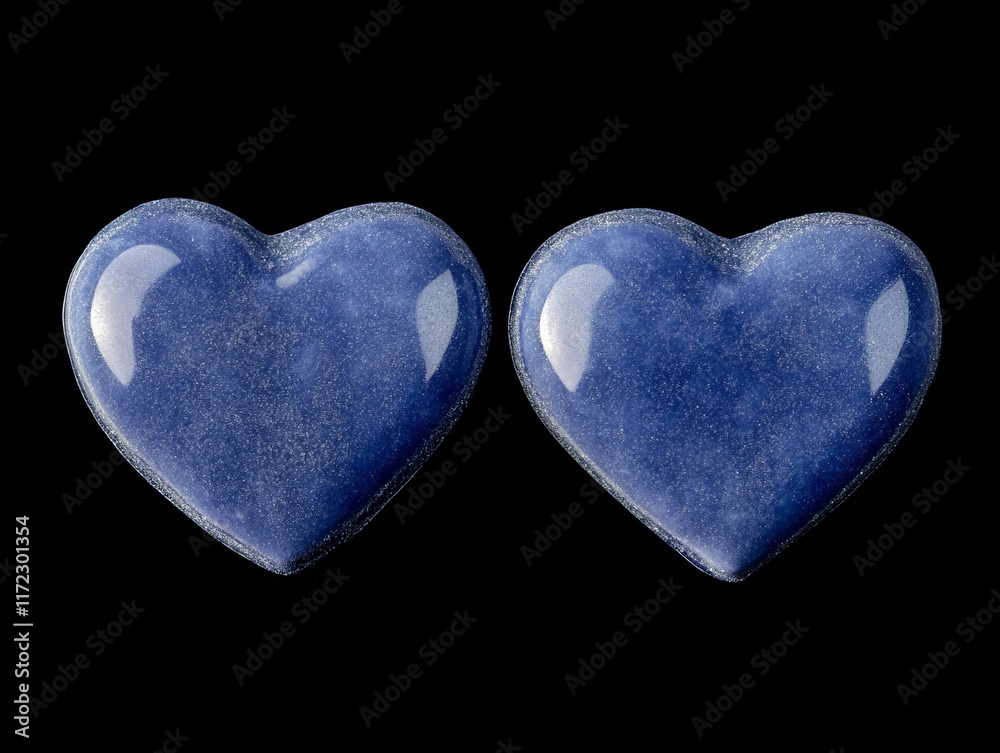 Fototapeta premium Heart-shaped clouds drift across a vivid blue sky, creating a serene and dreamy Valentine's concept.