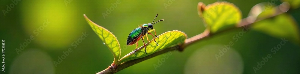 Zelus renardii nymph on a jasmine branch with sunlight filtering through, insects, zelus renardii Zelus renardii nymph on a jasmine branch with sunlight filtering through, insects, zelus renardii