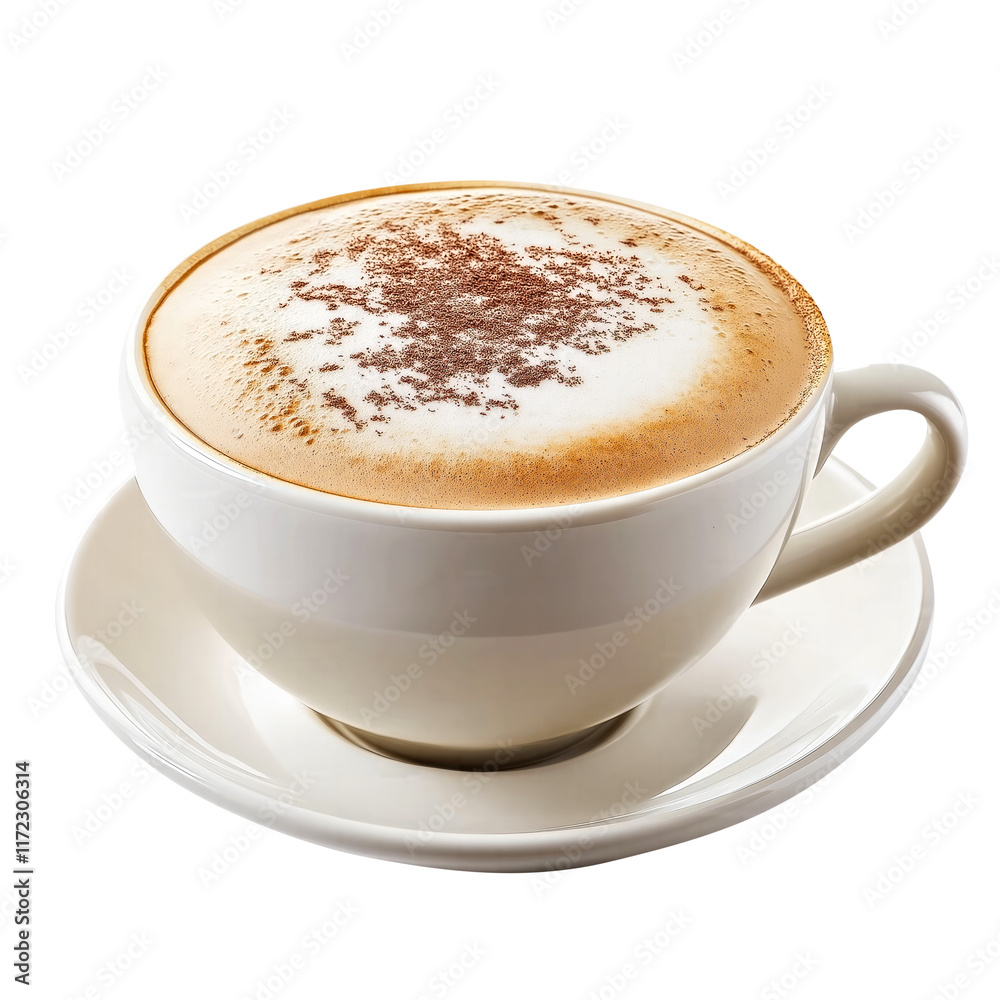 cup of hot cappuccino with milk foam isolated on transparent white background, clipping path cup of hot cappuccino with milk foam isolated on transparent white background, clipping path