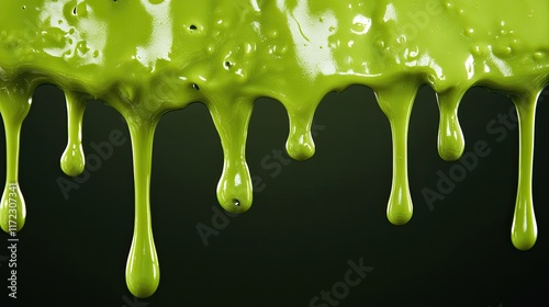 Toxic green slime dripping as a wallpaper background.  photo