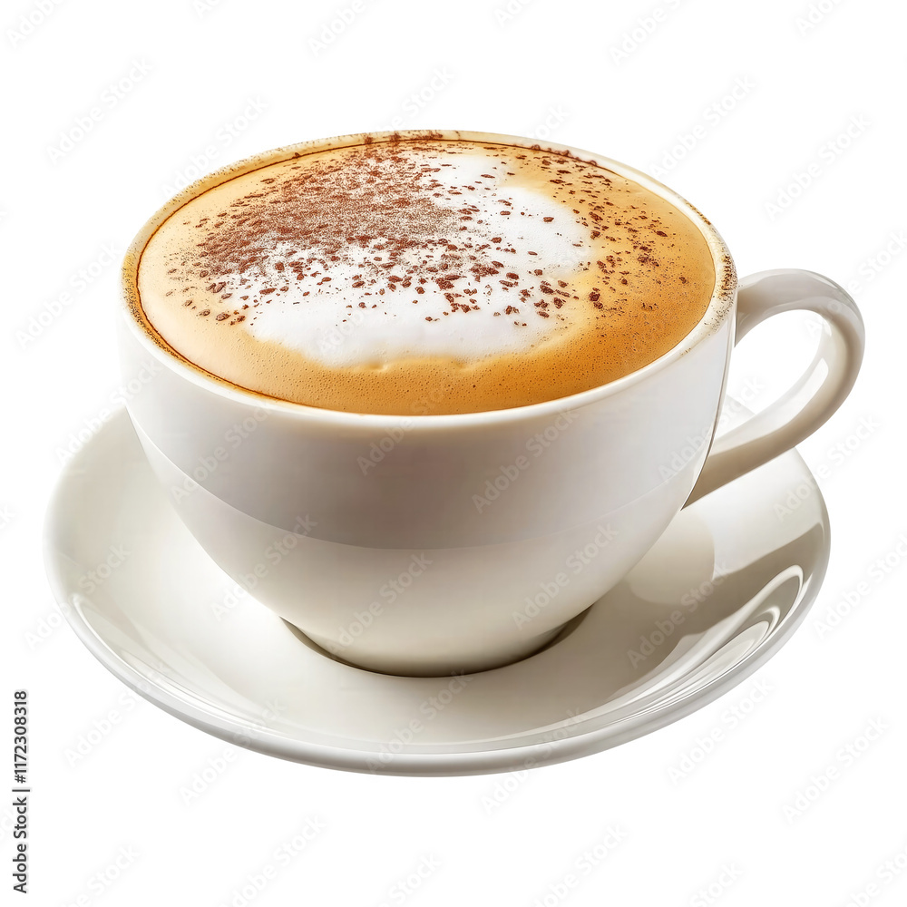 cup of hot cappuccino with milk foam isolated on transparent white background, clipping path cup of hot cappuccino with milk foam isolated on transparent white background, clipping path