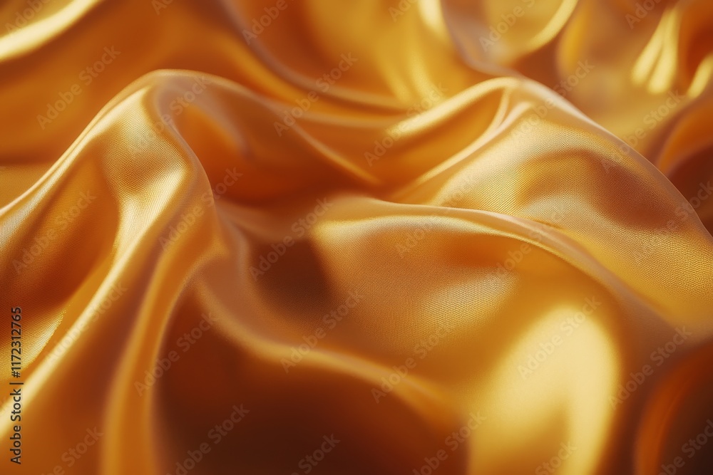 Fototapeta premium Luxurious golden silk fabric with elegant folds and soft texture.