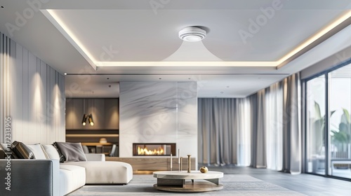 Smart smoke detectors connected to a central system for enhanced safety and efficient home monitoring. Ideal for modern technology setups, home improvement, and smart home solutions