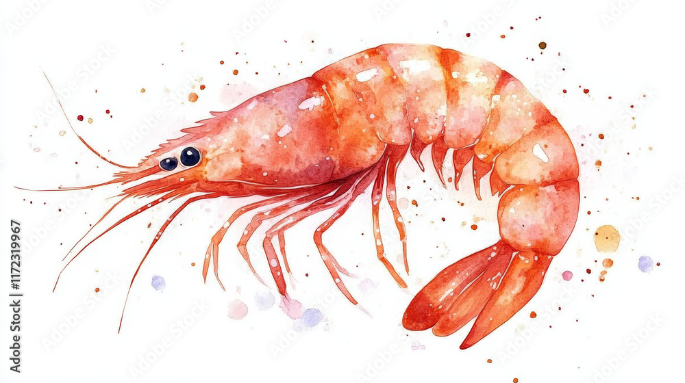 custom made wallpaper toronto digitaldelightful watercolor depiction of shrimp with vibrant colors and details