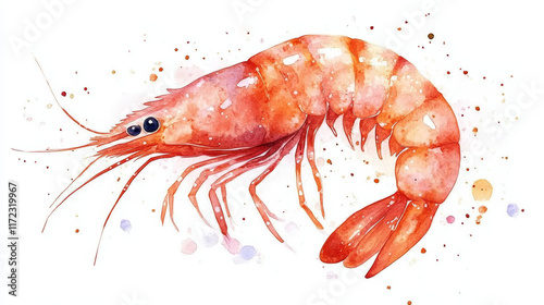 Wallpaper Mural delightful watercolor depiction of shrimp with vibrant colors and details Torontodigital.ca