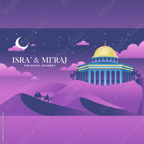 Islamic holiday Rajab  Ramadan and Eid background with mosque vector design