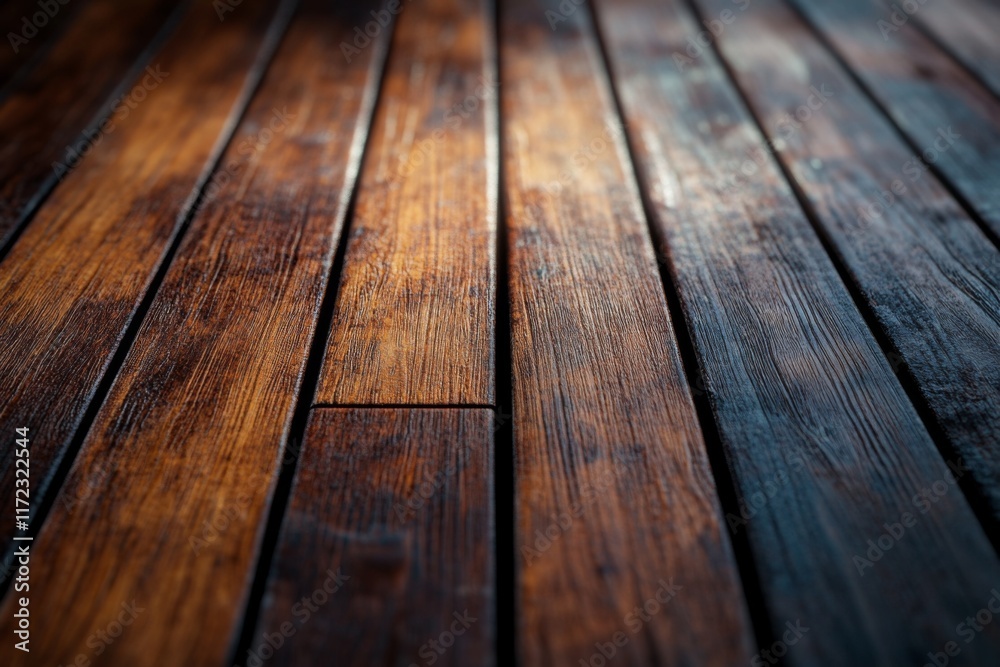 Polished wooden planks in warm brown tones with natural patterns Polished wooden planks in warm brown tones with natural patterns