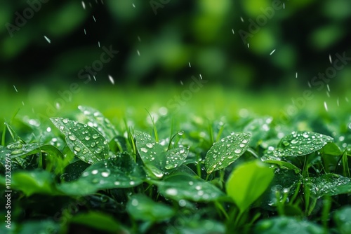 Wallpaper Mural Close-up of fresh green leaves with water droplets and vibrant color Torontodigital.ca