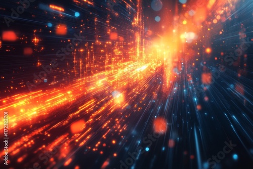 Abstract fiery light streaks with glowing orange colors