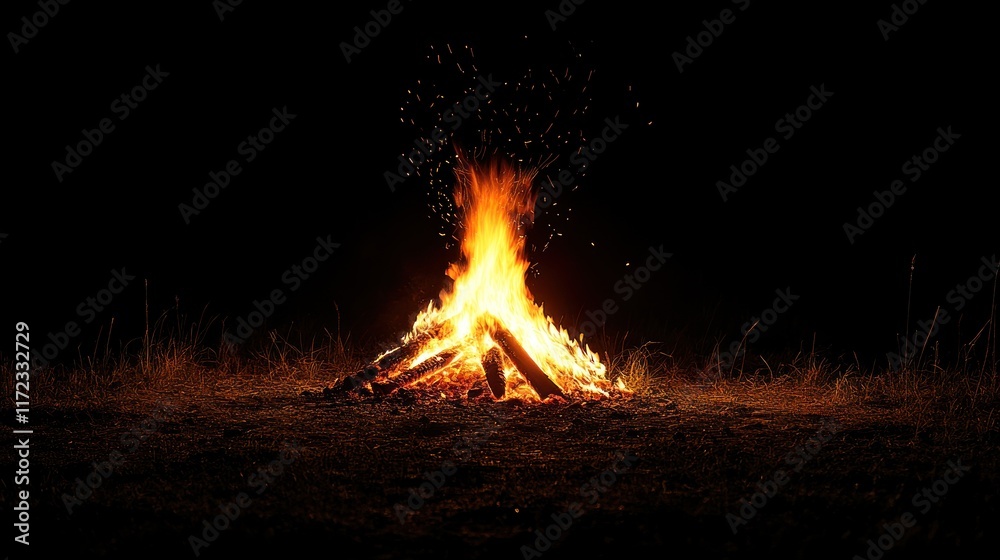 Fire flames rising and moving at dark night in dark blurred background. Camping fire suitable backdrop Fire flames rising and moving at dark night in dark blurred background. Camping fire suitable backdrop