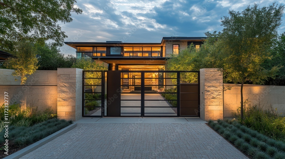 Modern contemporary gate with a mix of glass, brushed metal, and bold angular designs, harmonizing with sleek urban architecture Modern contemporary gate with a mix of glass, brushed metal, and bold angular designs, harmonizing with sleek urban architecture