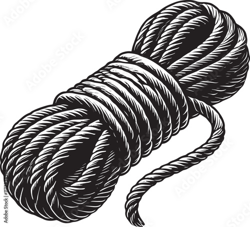 Rope bundle silhouette vector illustration isolated on a white background