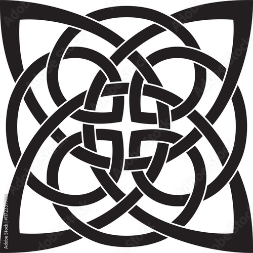 Vector black monochrome Celtic knot. Ornament of ancient European peoples. The sign and symbol of the Irish, Scots, Britons, Franks.