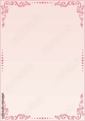 Pink vintage border and vintage corners roman numerals for love cards