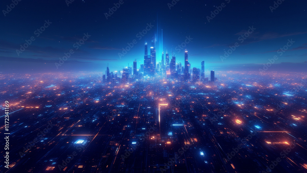 Fototapeta premium Digital abstract background resonate to futuristric era