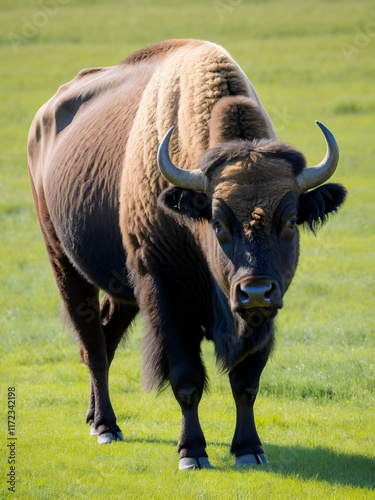 The wood bison (Bison bison athabascae) (often called the wood buffalo), is a distinct northern subspecies or ecotype of the American bison. Calf. photo