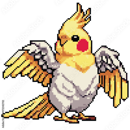 Pixel art cute cockatiel	