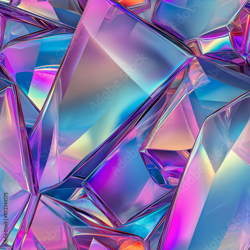 Multicolor Holographic Crystals Seamless Pattern