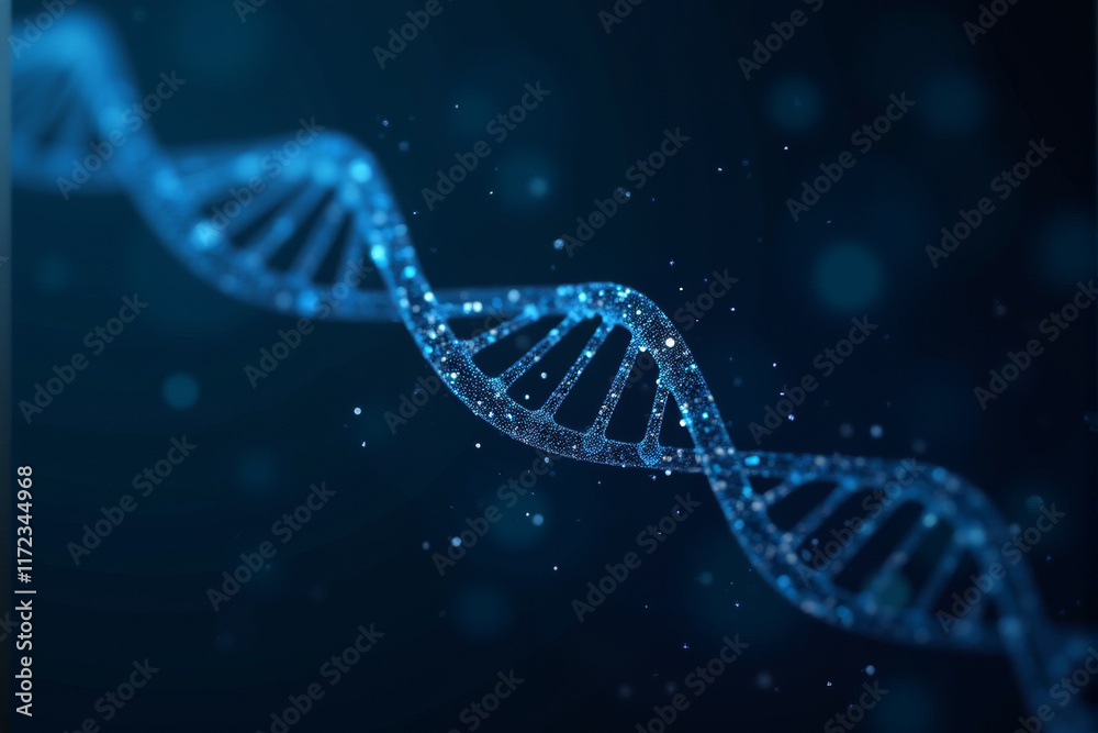 Digital background with a stylized representation of a DNA strand made of digital data, biotechnology, genetics, science. Digital background with a stylized representation of a DNA strand made of digital data, biotechnology, genetics, science.