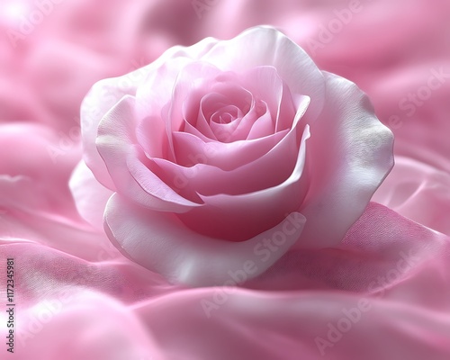 Single pink rose on pink silk.