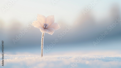 frozen flower with intricate frost patterns