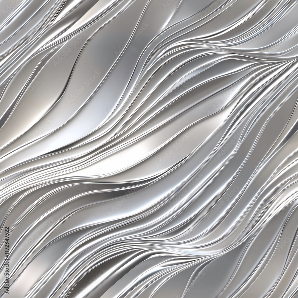 Obraz premium Silver Flowing Lines Seamless Pattern