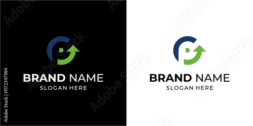 Creative CP Letter Logo with Growth, Illustration, Design Inspiration, Vector, Icon