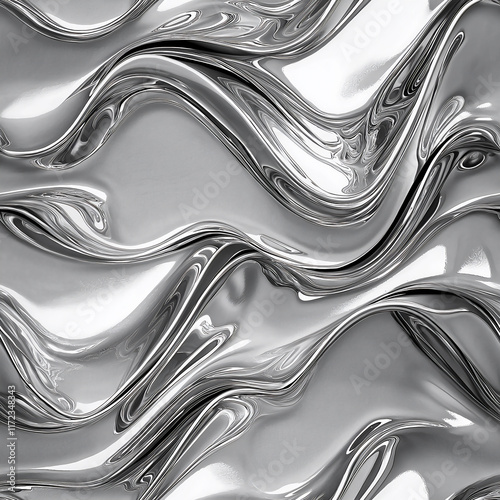 Silver Wavy Texture Seamless Pattern