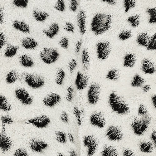 White Black Snow Leopard Seamless Pattern