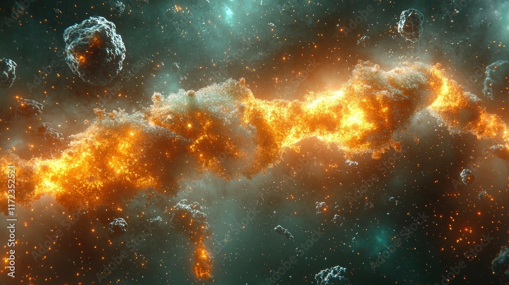 Obraz premium Fiery Cosmic Nebula
