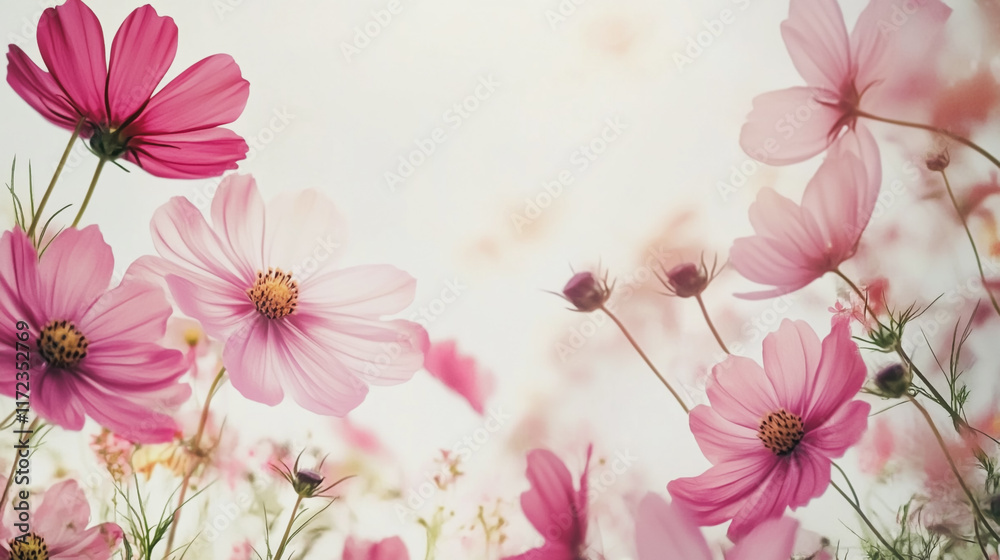 Fototapeta premium Elegant wedding invitation card background vector. Minimal hand painted watercolor botanical flowers texture template background. Design for wedding, vip cover, poster, rsvp moderncard.Valentine's Day