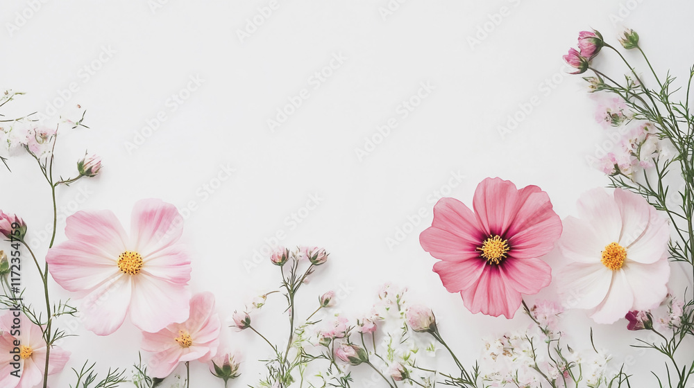 Fototapeta premium Elegant wedding invitation card background vector. Minimal hand painted watercolor botanical flowers texture template background. Design for wedding, vip cover, poster, rsvp moderncard.Valentine's Day