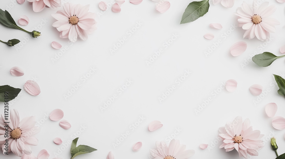 Fototapeta premium Elegant wedding invitation card background vector. Minimal hand painted watercolor botanical flowers texture template background. Design for wedding, vip cover, poster, rsvp moderncard.Valentine's Day