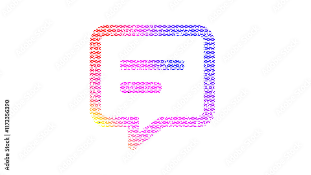 Icon comment lines is made up of LED square shapes. There are bright diodes and there are black dead diodes Icon comment lines is made up of LED square shapes. There are bright diodes and there are black dead diodes
