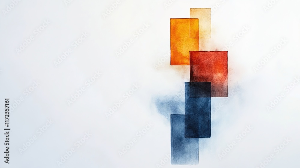 Abstract Composition with Colorful Geometric Shapes on White Background Abstract Composition with Colorful Geometric Shapes on White Background